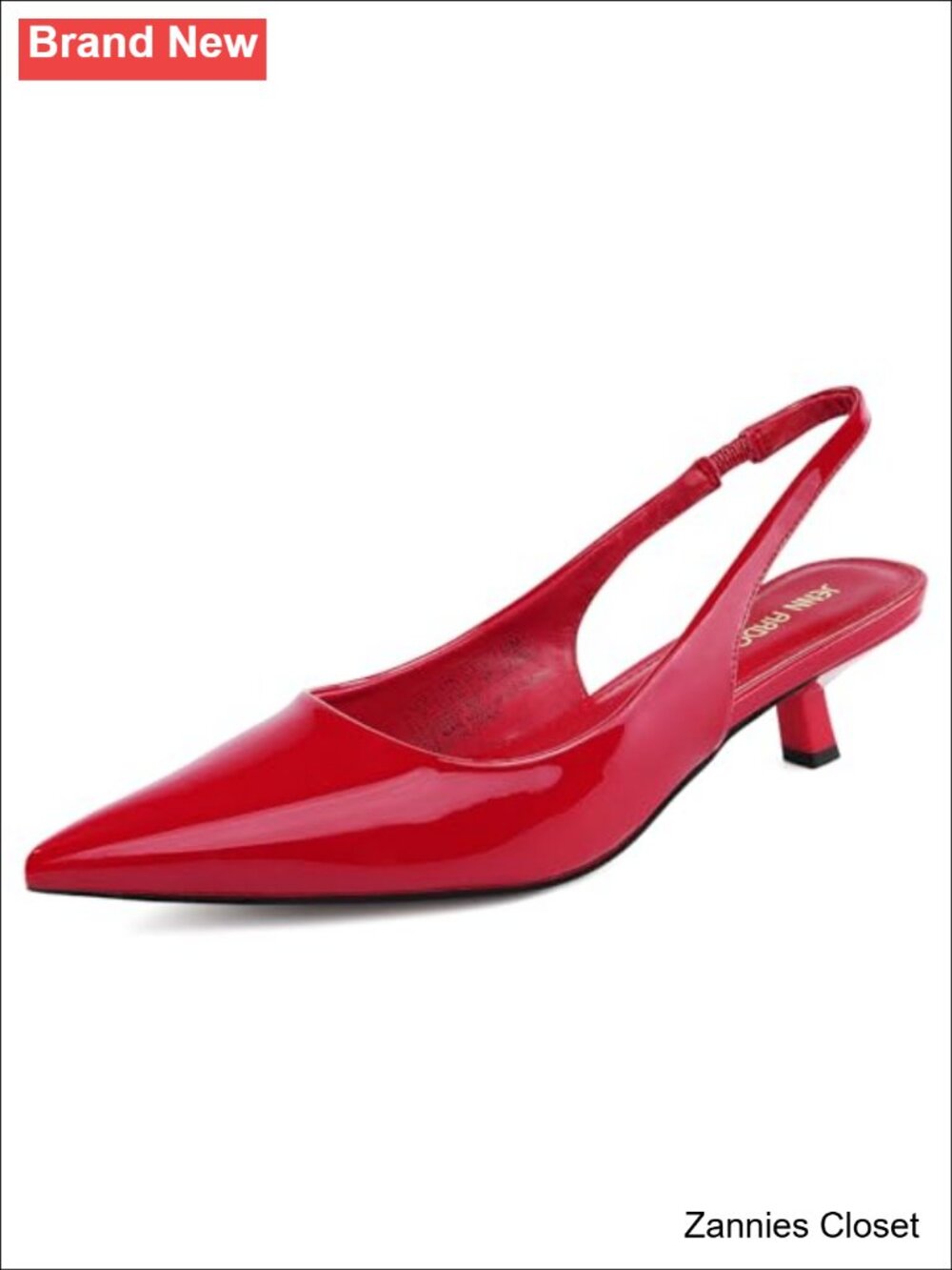 ✨ JENN ARDOR Slingback Kitten Heels Pointed Toe Dress Pumps Low Heel Manmade PU